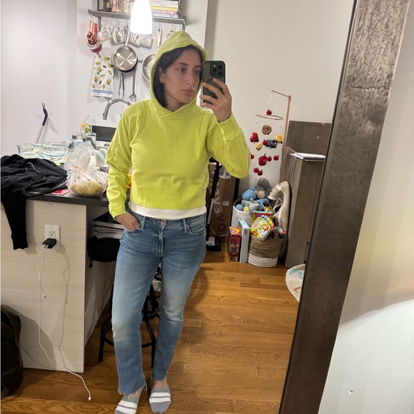 LuluLemon Bright Yellow Cropped Scuba Hoodie - Picture 6 of 7